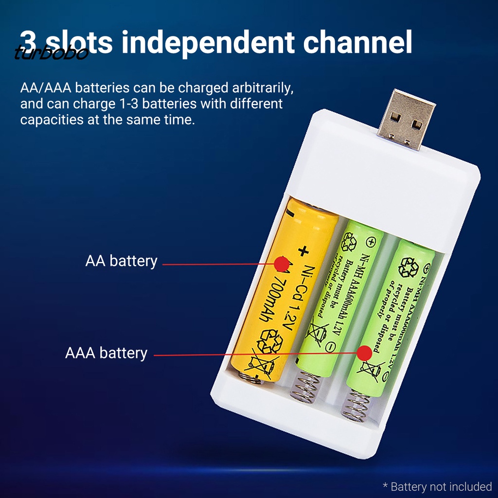 Thiết bị sạc pin 3 ngăn USB AA/AAA tiện dụng