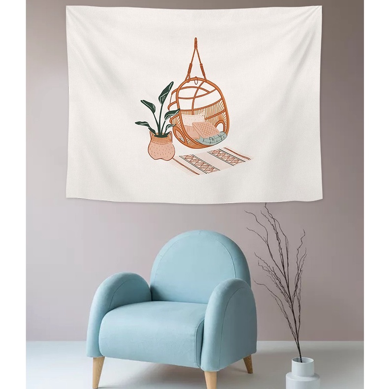Ins style tấm thảm treo tường mềm trang trí nội thất chăn treo tường phong cách nhật bản 100 * 75cm tấm thảm màu morandi mandala vải treo tường