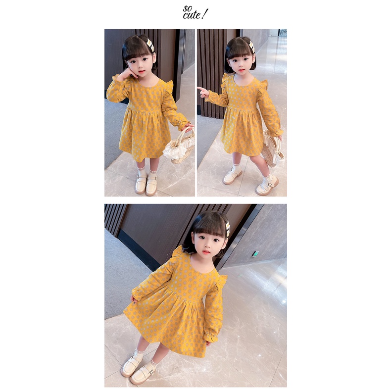 IQ Angel  Đầm Mùa Thu Tay Bay Đầu Thỏ Nhỏ Cho Bé Gái Ca