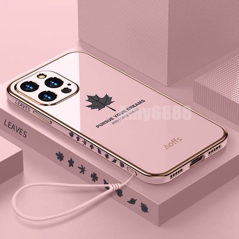 Ốp Điện Thoại TPU Silicon Mềm Mạ Viền Sang Trọng Có Dây Đeo Cho iPhone 14 Pro Max 14 Plus 13 Pro Max