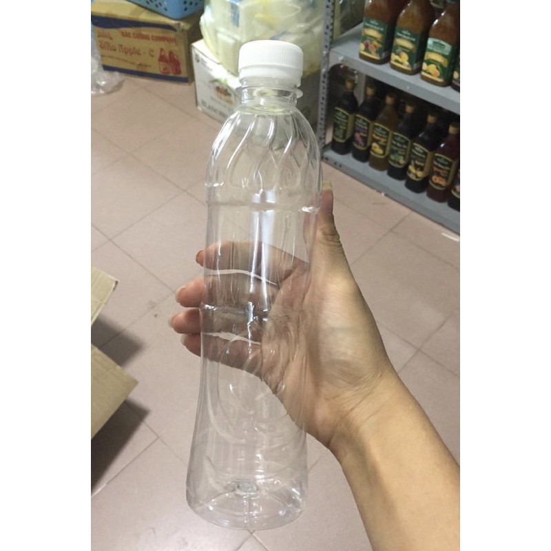 Chai nhựa tròn nắp trắng 500ml (10c)