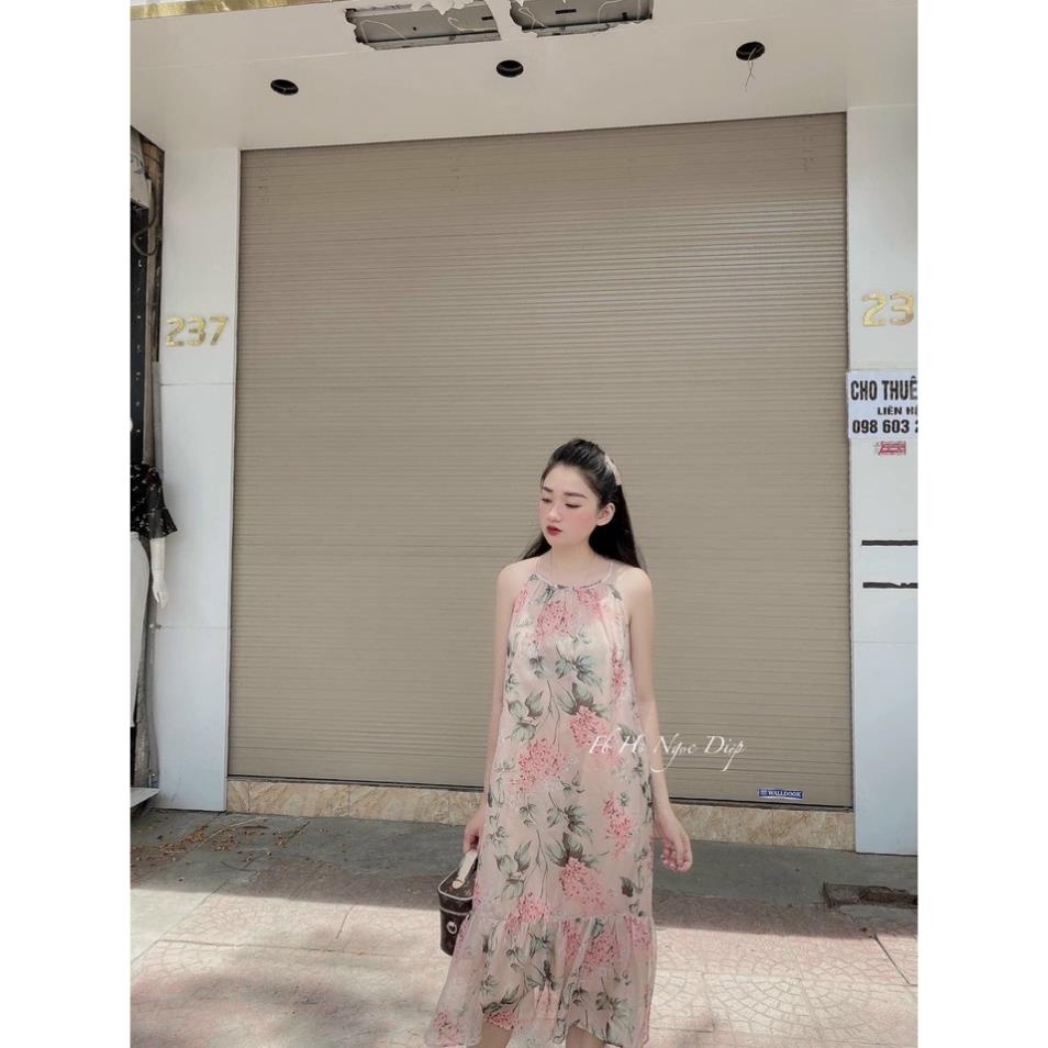 ￼Váy bầu maxi thời trang chất voan hai lớp mềm mịn siêu mát