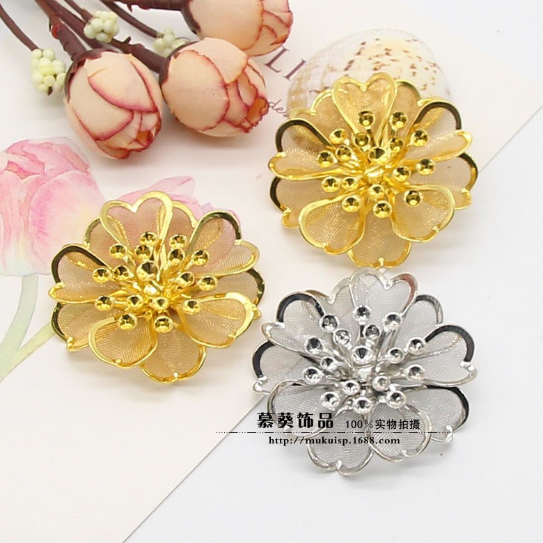 1 phiến bông hoa 3 lớp 40mm - nguyên liệu làm trâm, làm trang sức