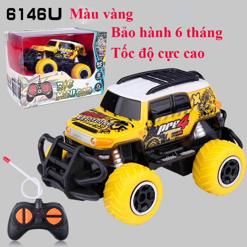 Xe ô tô điều khiển từ xa tốc độ cao, nhựa ABS an toàn cho bé (bảo hành 6 tháng) màu vàng