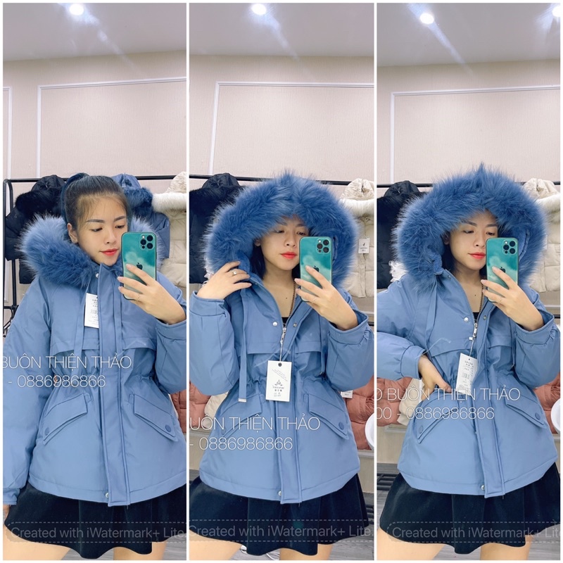 [Mã EMYEP180 giảm 15k]Áo Phao Mũ Lông Rút Eo Nữ 2021 Chất Liệu Lót Lông Cao Cấp P911 - Thiện Thảo | BigBuy360 - bigbuy360.vn