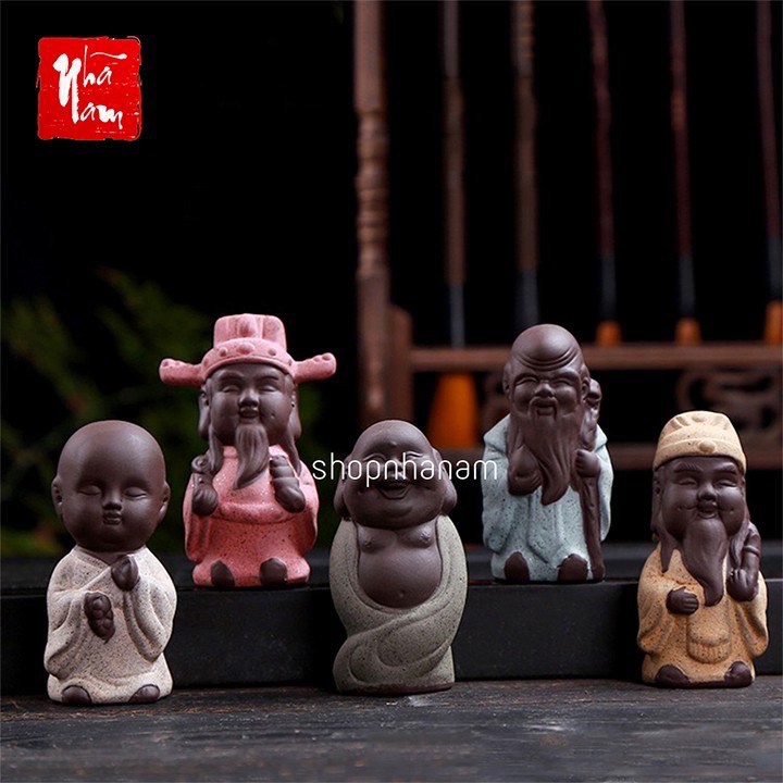 Tượng phật mini bằng gốm, tượng chú tiểu để bàn trang trí nhà cửa phụ kiện bàn trà