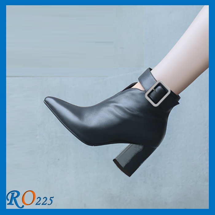 [ẢNH THẬT - FREE SHIP] Giày boot nữ cổ lỡ cao cấp ROSATA RO225 cao 7cm - HÀNG VIỆT NAM - BKSTORE