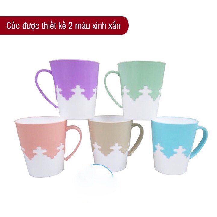 Cốc nhựa Việt Nhật 2 màu 320ml chịu nhiệt tốt,cốc uống nước đánh răng phối màu xinh xắn