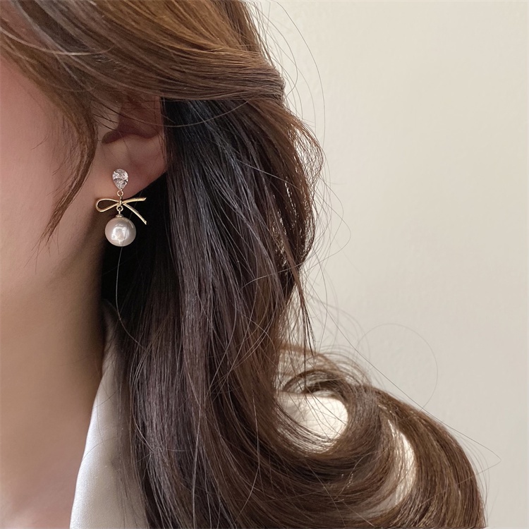 2022 Bông Tai S925 Thắt Nút Ngọc Trai Hàn Quốc Cho Nữ