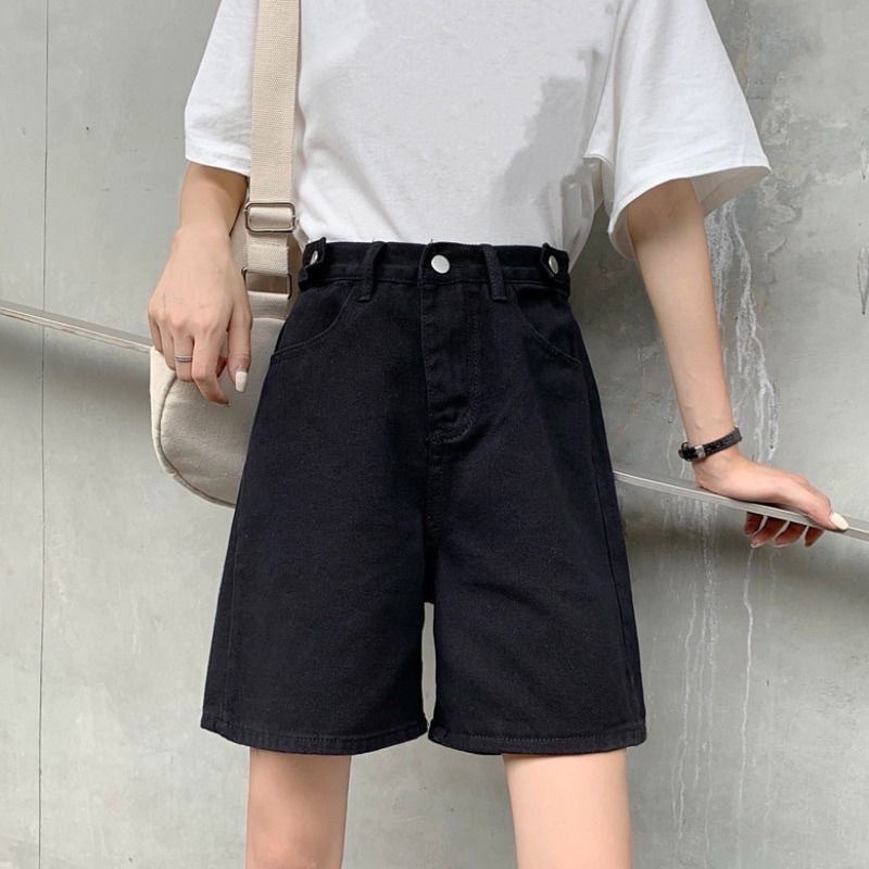 Quần jeans ngố nữ, quần ngố đỉa màu đen