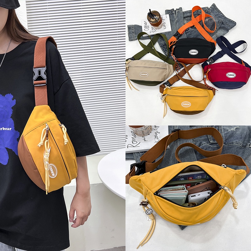 Túi Đeo Chéo Ngực Bằng Nylon Sức Chứa Lớn Đơn Giản Thời Trang Nhật Hàn Cho Nữ