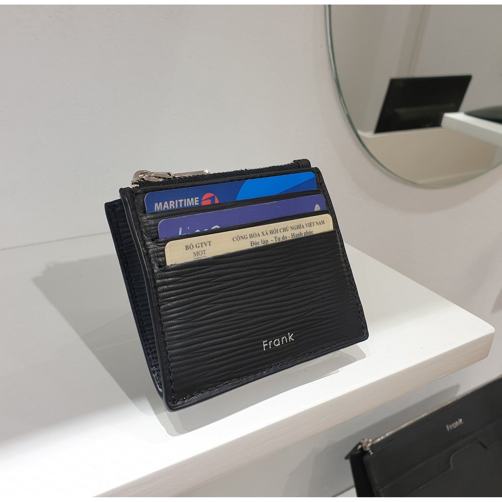 Ví Đựng Thẻ ATM Da Bò Epi Nhập Khẩu FRANK Mark Card Holder Mini Nhiều Ngăn Cho Nam Màu Đen