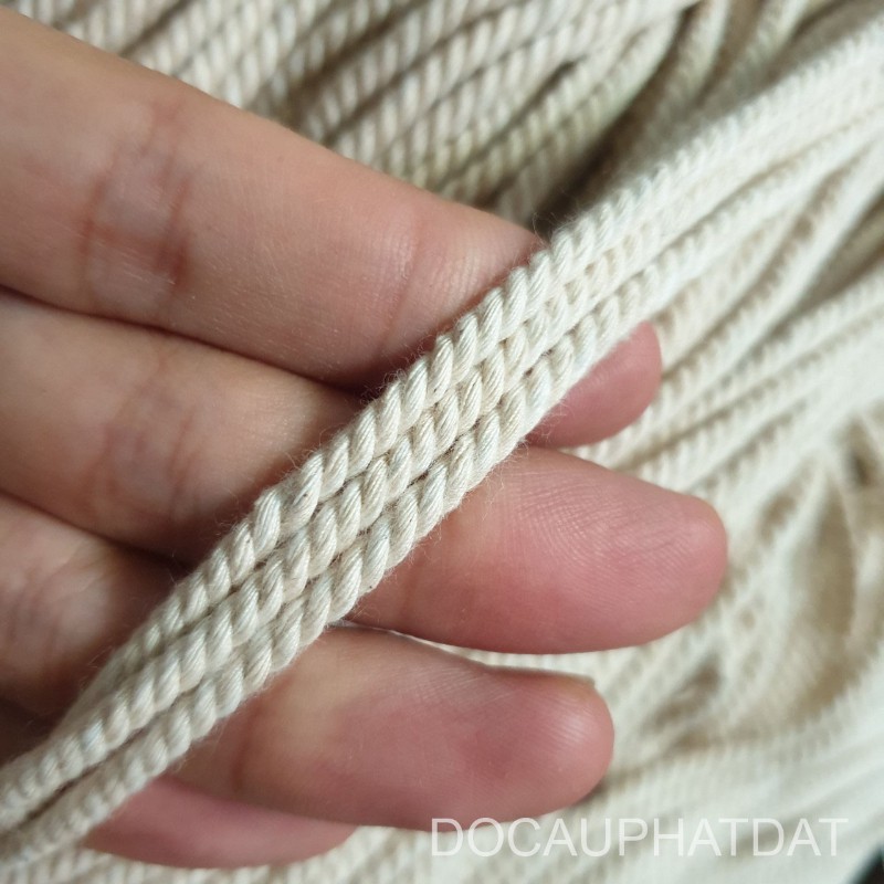 Dây thừng handmade macrame chất liệu cotton màu trắng ngà, kem