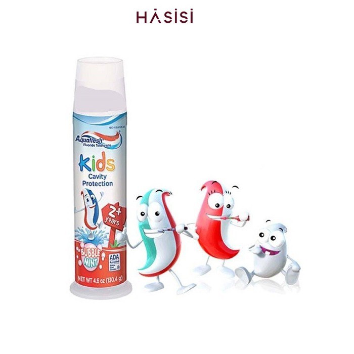 Kem đánh răng AQUAFRESH - Kids Cavity Protection Bubble Mint 2+ Years 130.4g