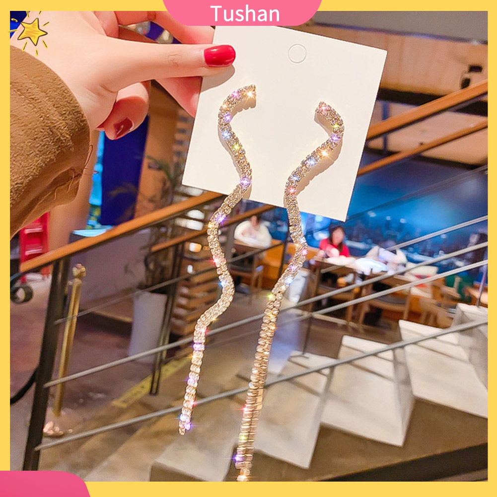 Khuyên tai tua rua dáng dài đính ngọc trai nhân tạo cho nữ TUSH