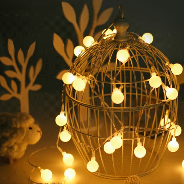 Dây đèn led Cherry Ball bi đục trang trí lễ Tết, decor nhà cửa