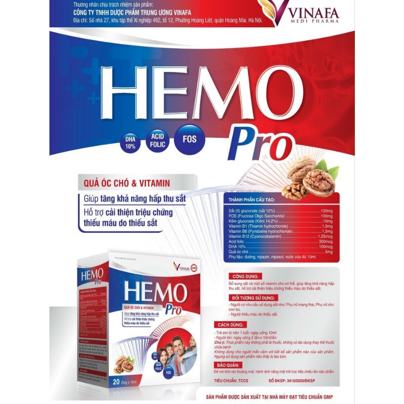 Thực phẩm cho bà bầu bổ sung Sắt và Acid Folic - HEMOPRO Vinafa