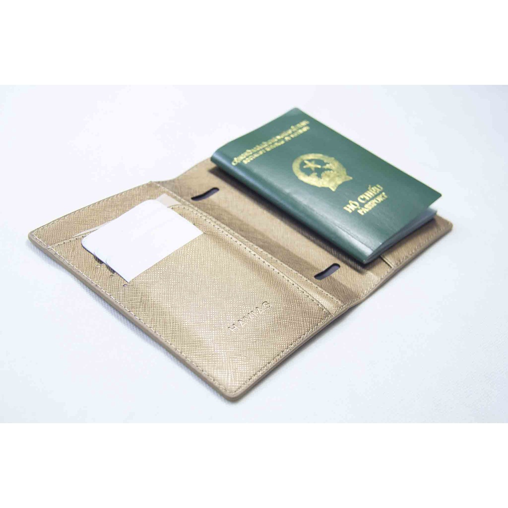 VIA HAVIAS bao đựng Passport da bò Saffiano Ý nhập khẩu 100% chống trày chống nước