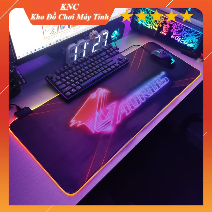 Mouse Pad, Bàn Di Chuột, Lót Di Chuột Khổ Lớn Led RGB Aorus Sáng Viền