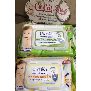 Combo 10 gói khăn ướt momotaro 60 tờ không mùi/ unifresh 80 tờ