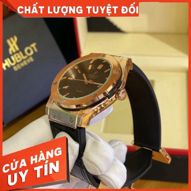 (Hublot.viền trơn)  Đồng hồ nam Hublot - nam size 42mm - hàng đẹp fullbox (201) - Bảo hành 12 tháng