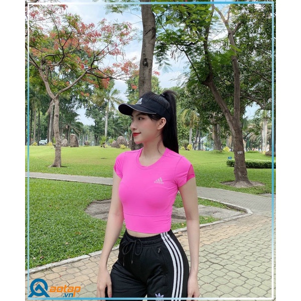 Áo Crop Top Tập Thể Thao Das Hồng Lưới Vai - Áo Thể Thao Cho Nữ Mẫu Mới