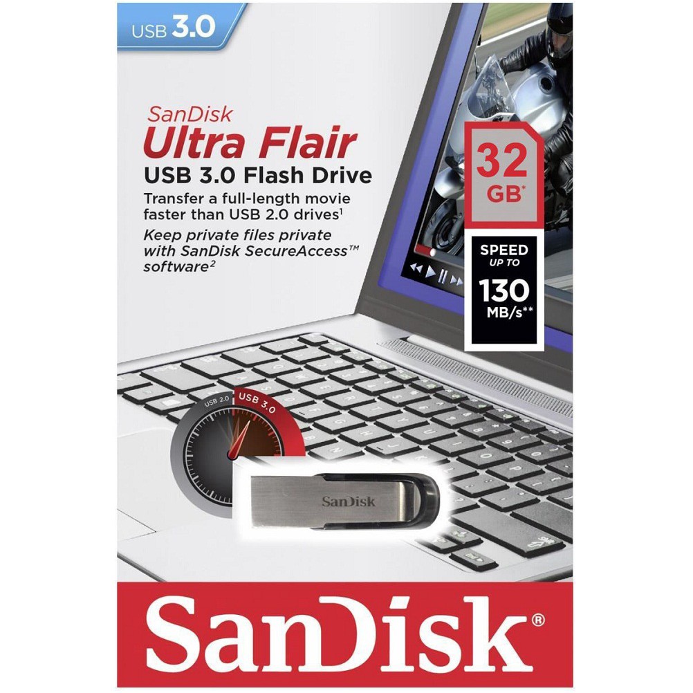 USB 3.0 SanDisk Ultra Flair CZ73 16GB / 32GB / 64GB / 128GB 150MB/s (Bạc) - Hàng chính hãng