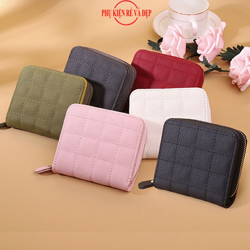Ví nữ Mini Cầm tay Kẻ Ô phong cách Hàn Quốc Siêu Đẹp Giá Rẻ