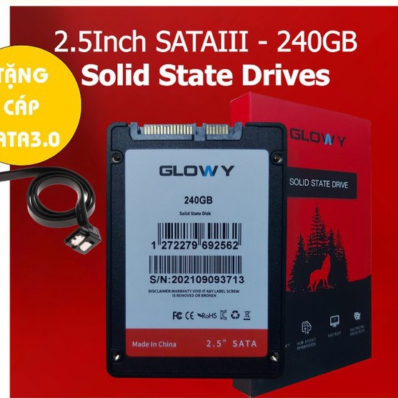 Ổ cứng SSD GLOWY 240GB – CHÍNH HÃNG – Bảo hành 3 năm – Tặng cáp dữ liệu Sata 3.0 !!!