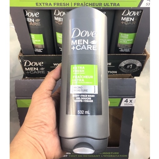 Sữa Tắm và Sữa rửa mặt Dove Men+ Care Extra Fresh 2in1 USA