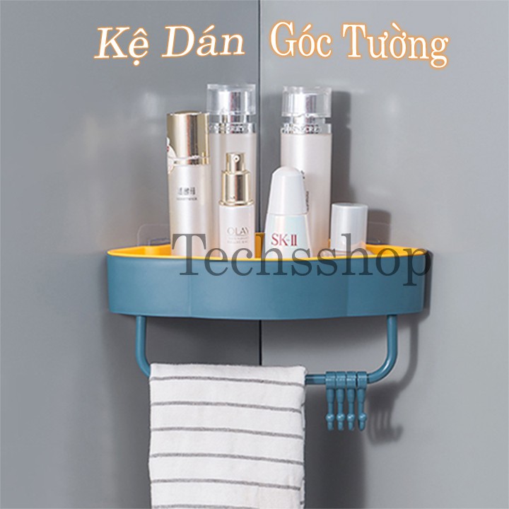 Kệ Dán Góc Tường 4 Móc Treo - Kệ Nhựa Để Đồ Nhà Tắm Nhà Bếp