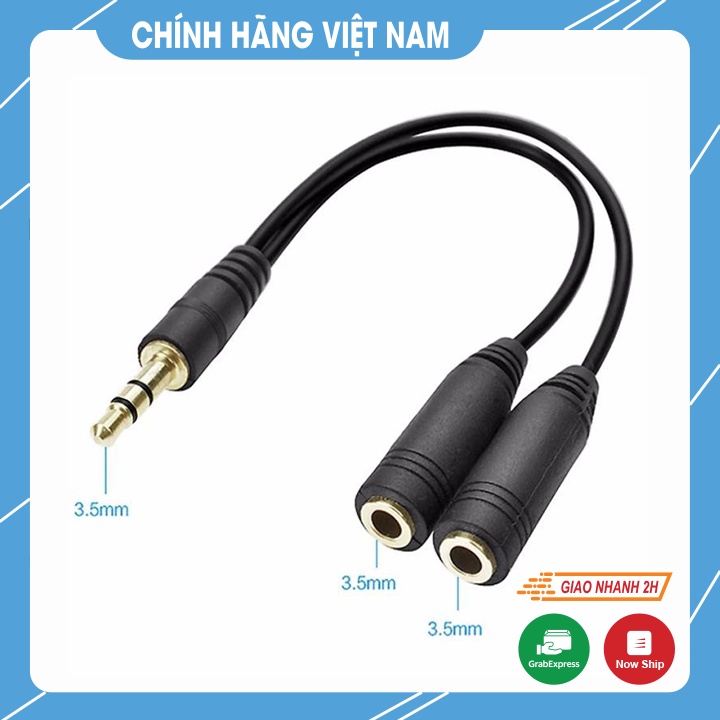 Dây Chuyển Đổi Tai Nghe 3.5mm Sang 2 Cổng 3.5mm Cho Âm Thanh Audio và Mic
