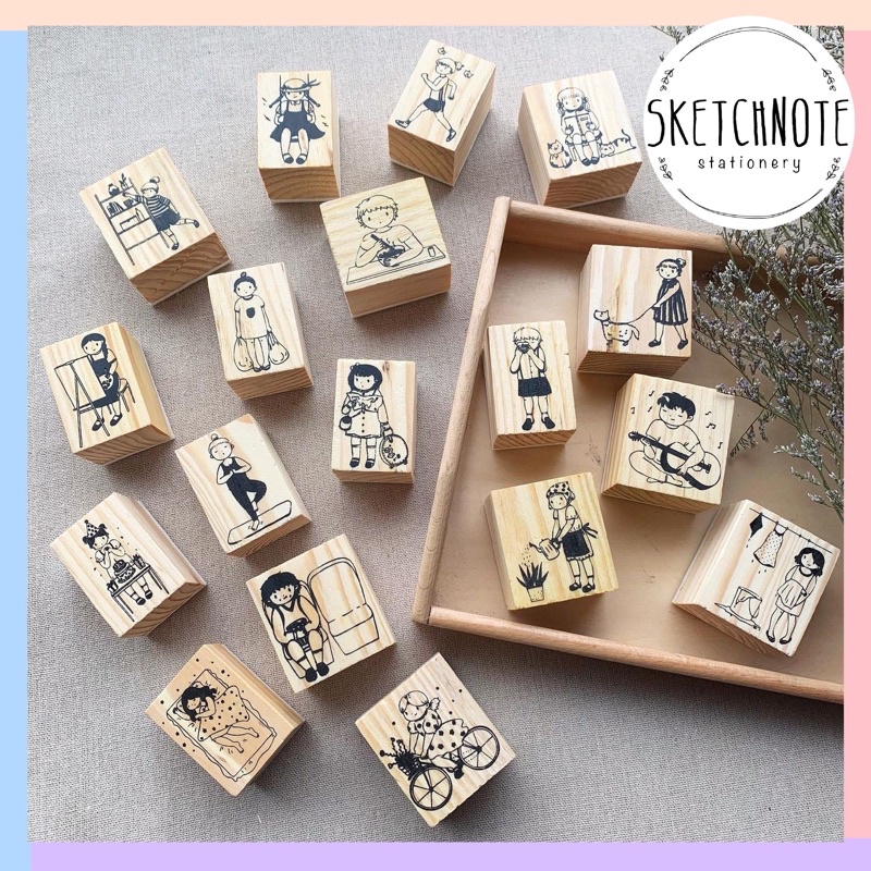 Con dấu gỗ - stamp gỗ cô gái cute SP021