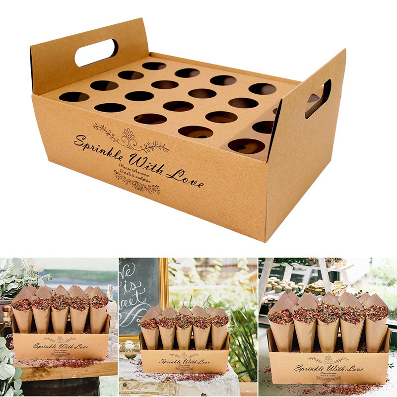 Giá Đỡ Giấy Hình Nón Bằng Giấy Mộc Mạc Dùng Trang Trí Tiệc Cưới