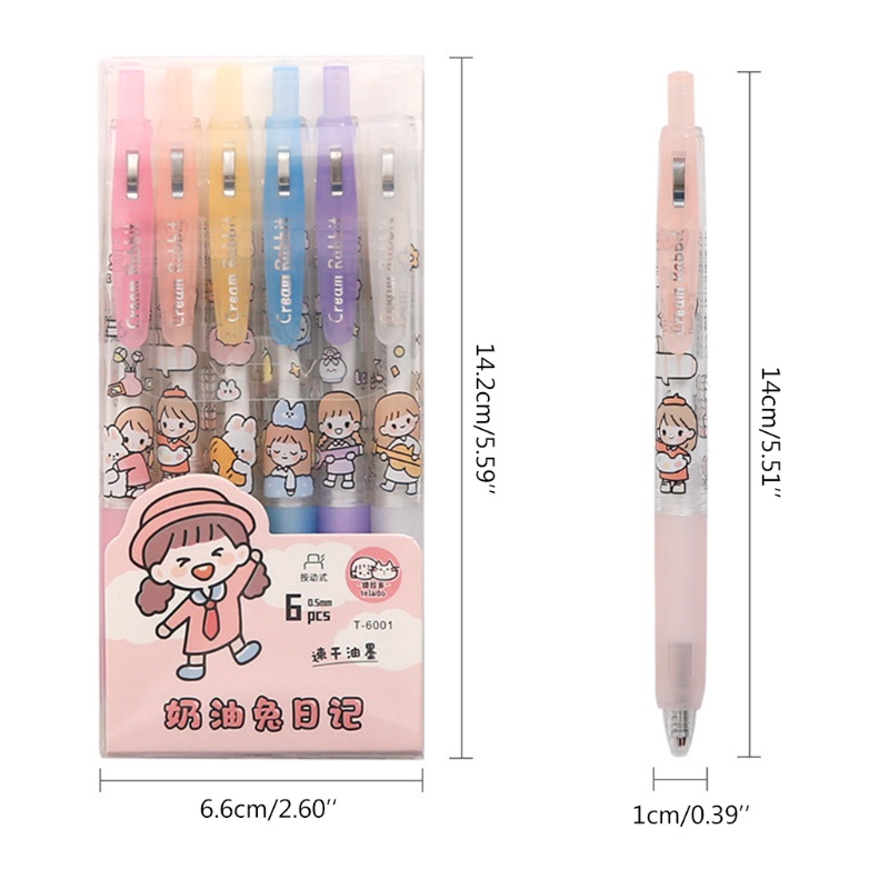 Bộ 6 Cây Bút Mực Gel Màu Đen Ngòi 0 5mm Có Thể Thu Gọn Tiện Dụng