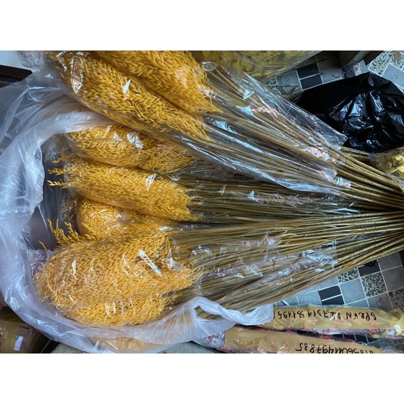Combo 10 cành lúa vàng 90cm 3 bông hàng cao cấp