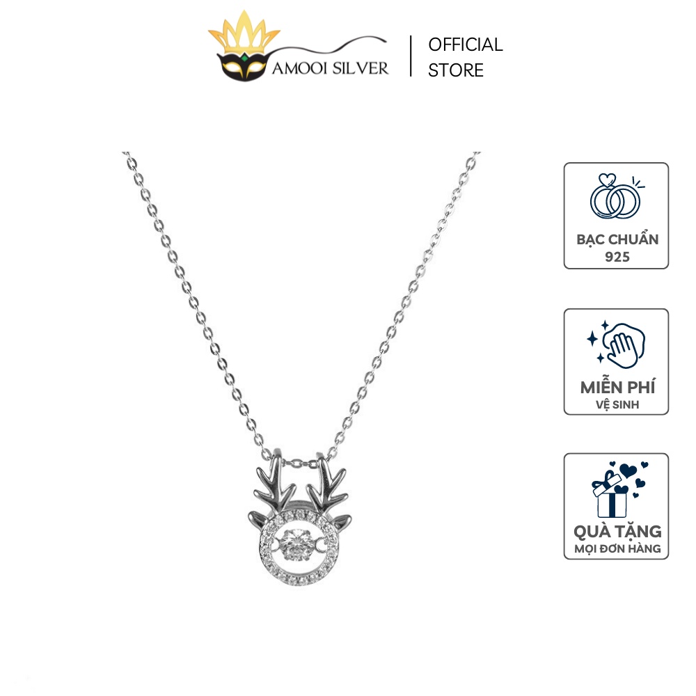 Dây Chuyền Bạc S925 Sừng Hươu Đính Đá Sang Trọng - Amooi Silver AD18