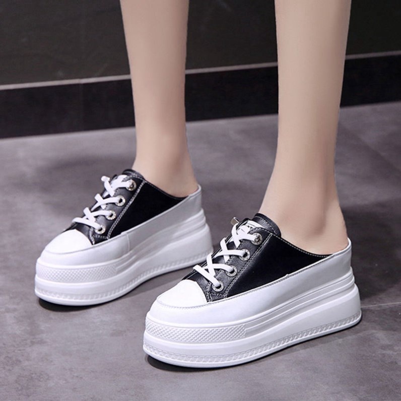 Sục thể thao nữ độn đế cao cấp 8 phân màu trắng và đen