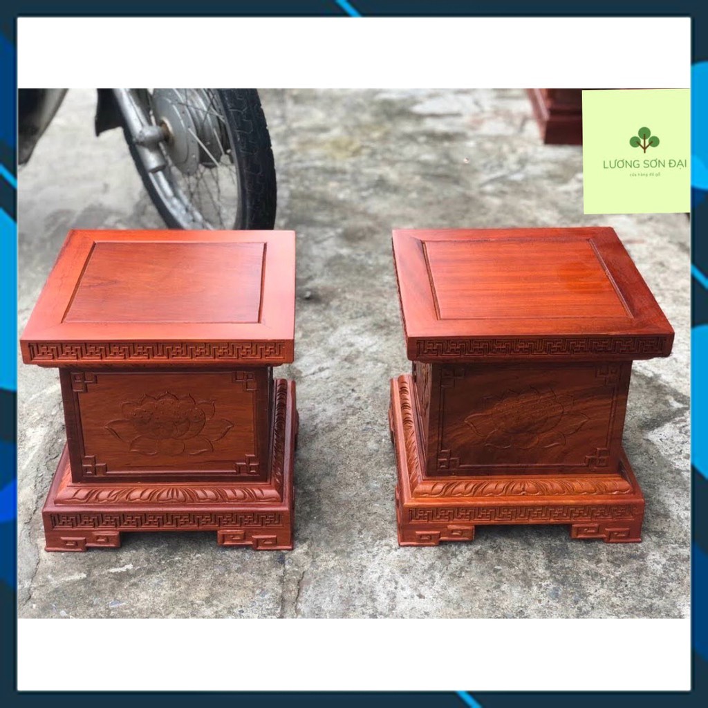 Đôn kê tượng,đôn chân loa hoa sen gỗ hương cao 30cm