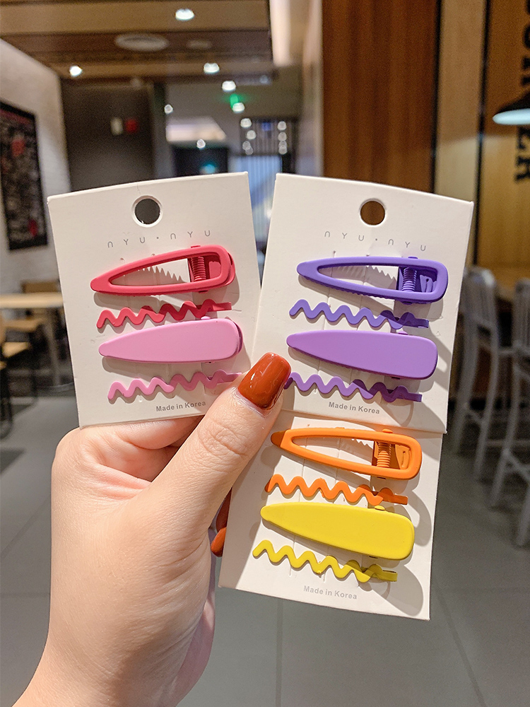 Set 4 Kẹp Tóc Thiết Kế Gợn Sóng Nhiều Màu Sắc Phong Cách Hàn Quốc