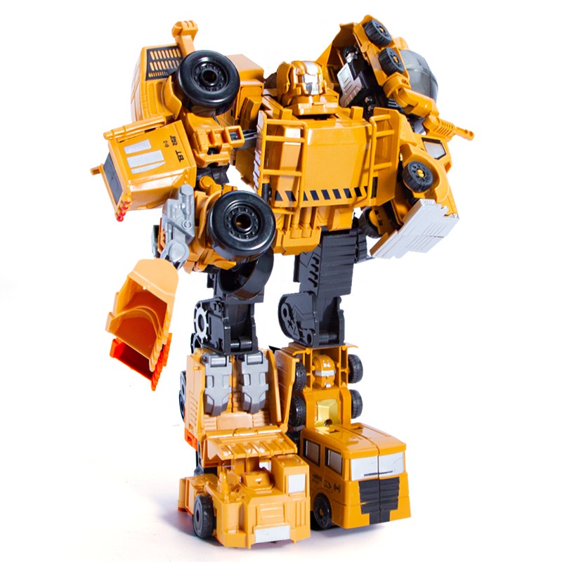 Robot biến hình siêu nhân bộ 5 xe ô tô công trình lắp ráp siêu to khổng lồ cho bé Gôn đồ chơi