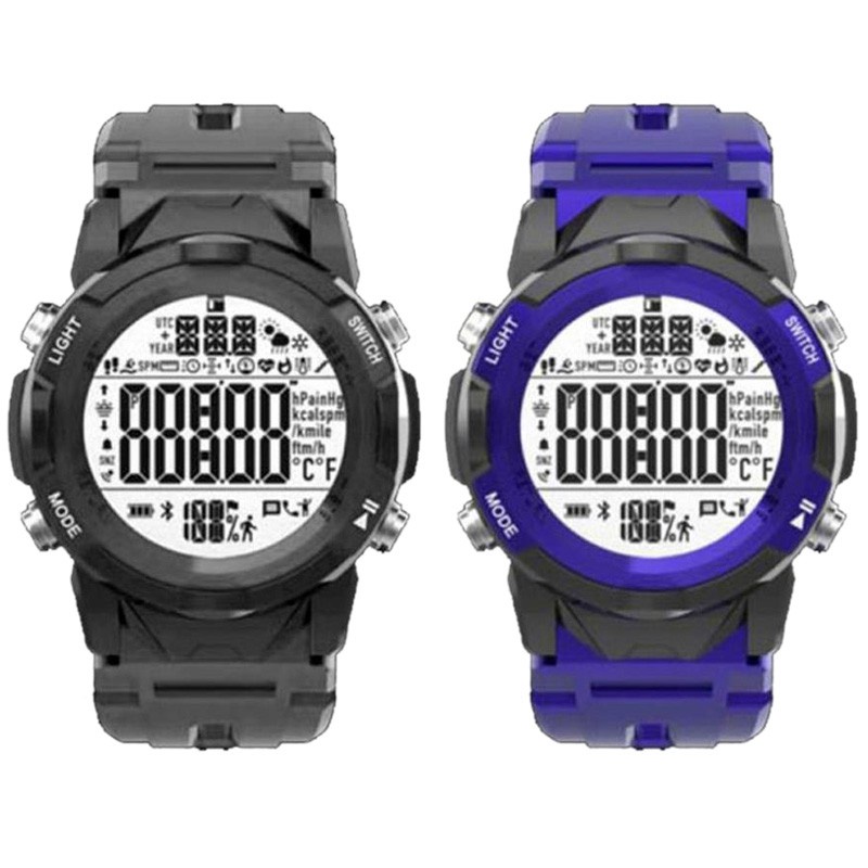 Lenovo 2 Pcs C2 Smart Watch Fitness Tracker Heart Rate Monitor Waterproof Bluetooth Smart Watch Black & Blue