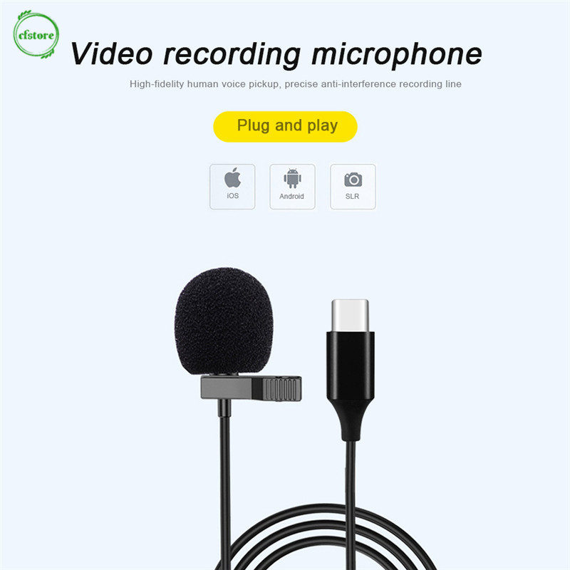 CF Type-C Mini Portable Microphone Condenser Clip-on Lapel Mic Wired Microphone for Phone for Laptop