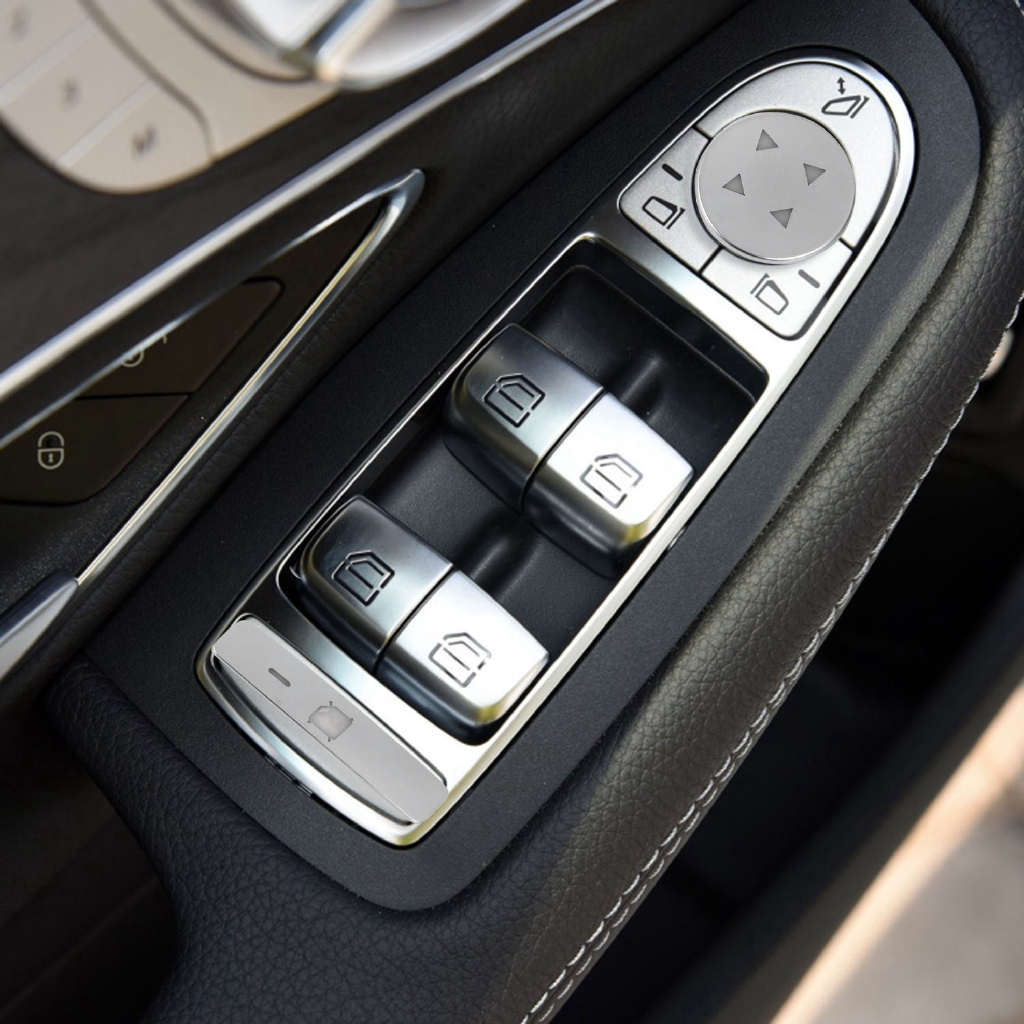 Miếng Dán Nút Bấm Điều Khiển Kính Xe Ô Tô Mercedes Benz B C E Gla Cla Glk Gl ml Gle Class
