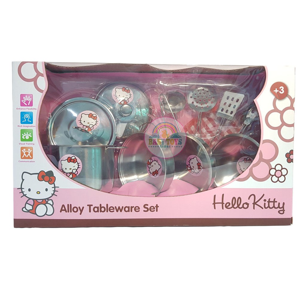 Bộ đồ chơi Dụng cụ nấu ăn Inox Hello Kitty (Chất Lượng Cao)
