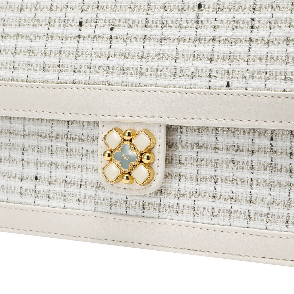 Túi đeo chéo nữ Nucelle đẹp thời trang phối vải Tweed charm hoa ViAnh Store 1171994