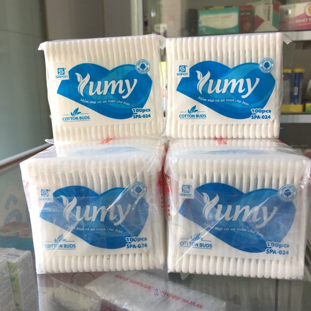 Tăm bông YUMY ⚡ SALE CHÍNH HÃNG ⚡ Gói 100 bông tăm ngoáy tai  ATEN 100% cotton