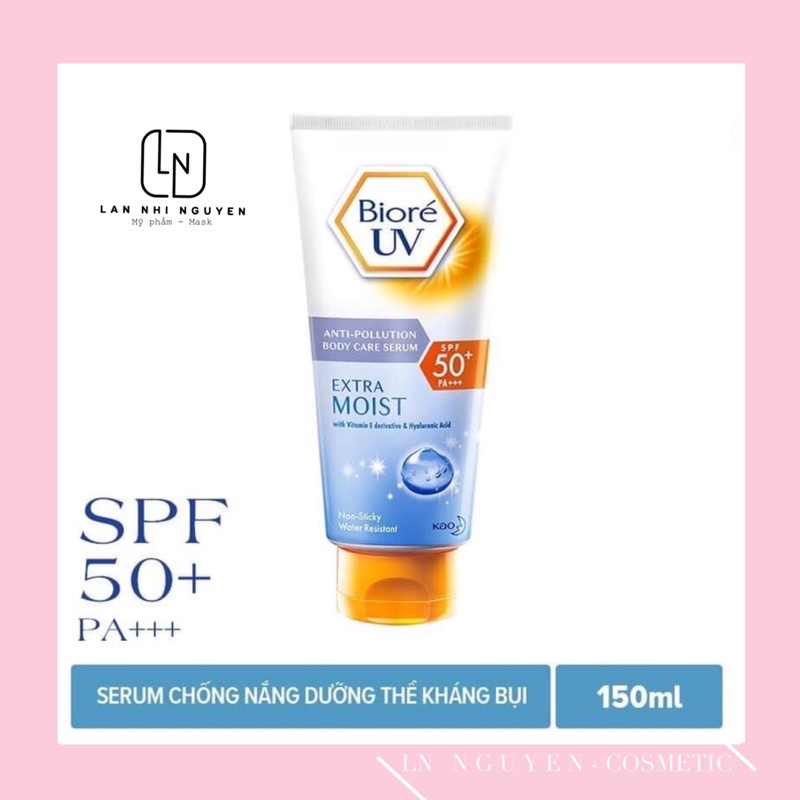 150ml Kem chống nắng body nâng tông  Dưỡng  ẩm Bioré UV Anti-Pollution Body Care Serum SPF50+ PA+++