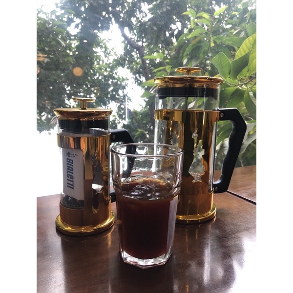 Bình pha cà phê Bialetti Frenchpress kiểu Pháp màu vàng - Preziosa Gold Collection 350ml và 1lít