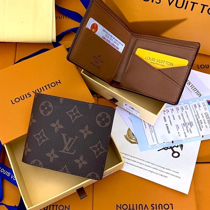 Ví nam LV full box hàng cao cấp , hộp + thẻ + giấy , chất liệu da  không bông da hay phai màu